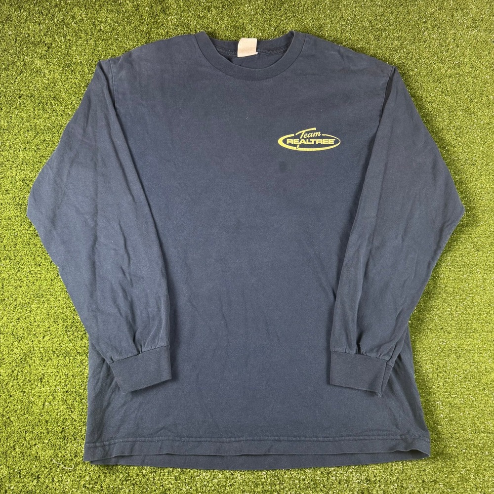 Vintage Team Realtree Long Sleeve T-Shirt Navy Blue Yellow Logo Hunting Mens XL
